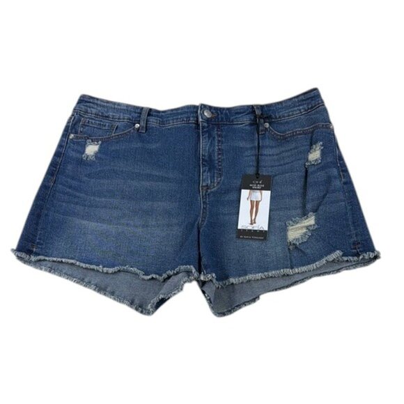 Sofia Vergara Shorts Chi Mid Rise Denim Distressed Women's Shorts Size 14 - Picture 1 of 10